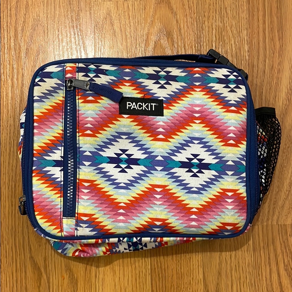 PackIt Insulated Lunch Bag with Colorful Geometric Pattern